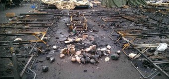 Лагерь украинских силовиков обстреляли 17 июня из восьми минометов. Видео