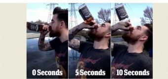Хит интернета: Британец выпил бутылку американского виски за 13 секунд. Видео