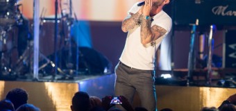 Вокалист Maroon 5 ударил микрофоном по голове свою поклонницу. Видео