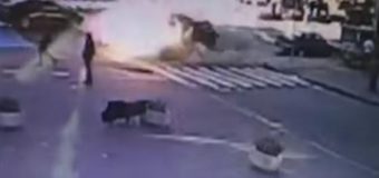 Обнародовано видео момента взрыва авто с Шереметом в центре Киева