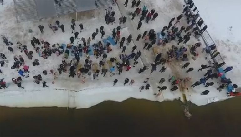 Крещение в Киеве: появилось видео с высоты птичьего полета