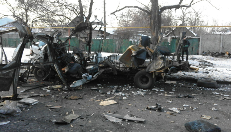 В Донецке на воздух взлетел автомобиль
