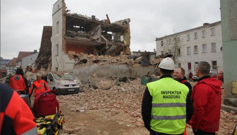 В Польше рухнул жилой дом. Видео