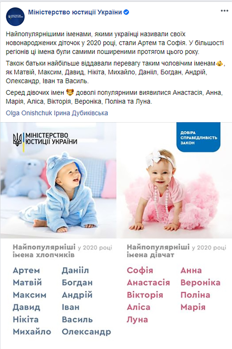 планирование беременности, популярные имена в Украине